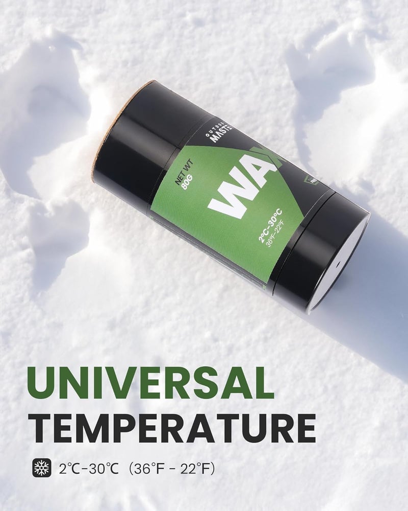 OutdoorMaster Update Rub-on Ski Snowboard Wax, 80g Universal Portable Cross-Country Wax for Universal Temperature, Easy Operation, Quick Waxing for Outdoors - Image 2